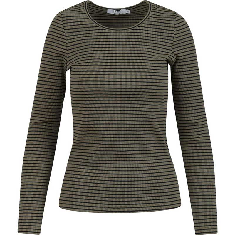 Coster Copenhagen Karoline Rib Tee Olive/Navy Stripe
