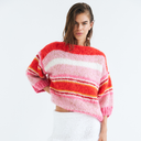 DAWN x DARE Lola Mohair Handknit Pullover Super Pink - J BY J Fashion