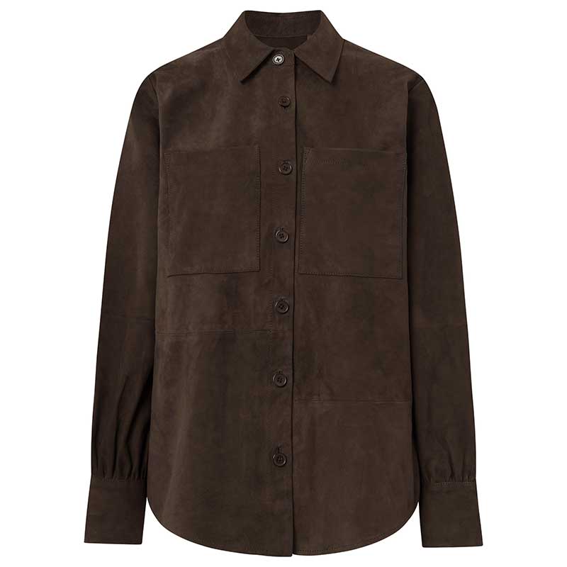 DEPECHE 50882 KATIEDEP SUEDE SHIRT MØRKEBRUN