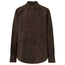 DEPECHE 50882 KATIEDEP SUEDE SHIRT MØRKEBRUN