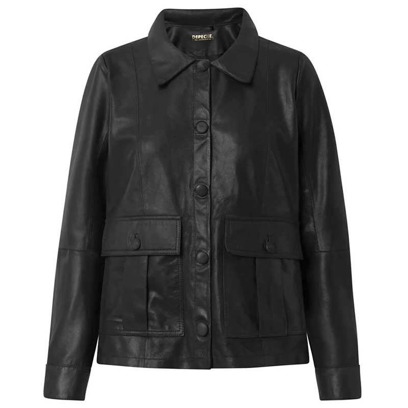 DEPECHE LENOADEP LEATHER JACKET SORT