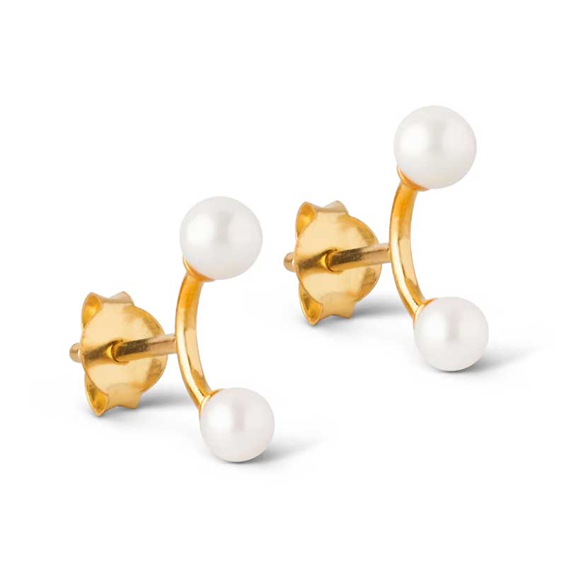 ENAMEL E170G 2 PEARLS EARRING GULD