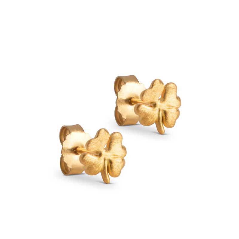 ENAMEL E238GM ORGANIC CLOVER STUDS GULD - J BY J Fashion