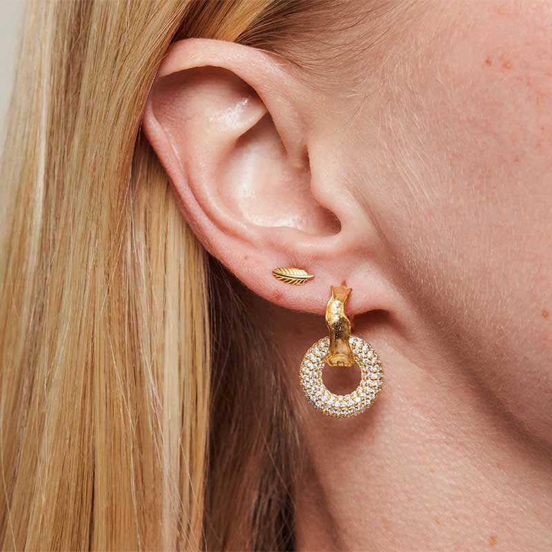 ENAMEL E52G LEAF STUD GULD