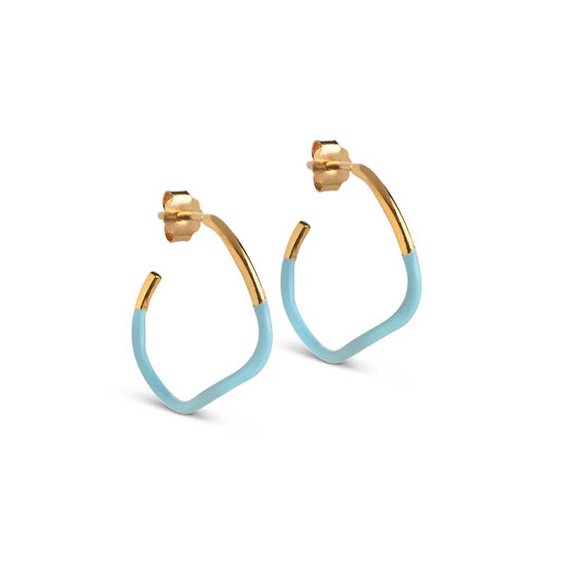 ENAMEL SWAY HOOPS GULD & LYSEBLÅ