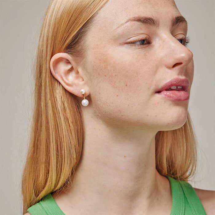 Enamel E356G Althea Pearl Earring Guld - J BY J Fashion