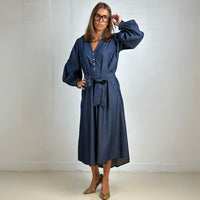 Gaspar Tunø LS Denim Dress Blue