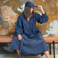 Gaspar Tunø LS Denim Dress Blue