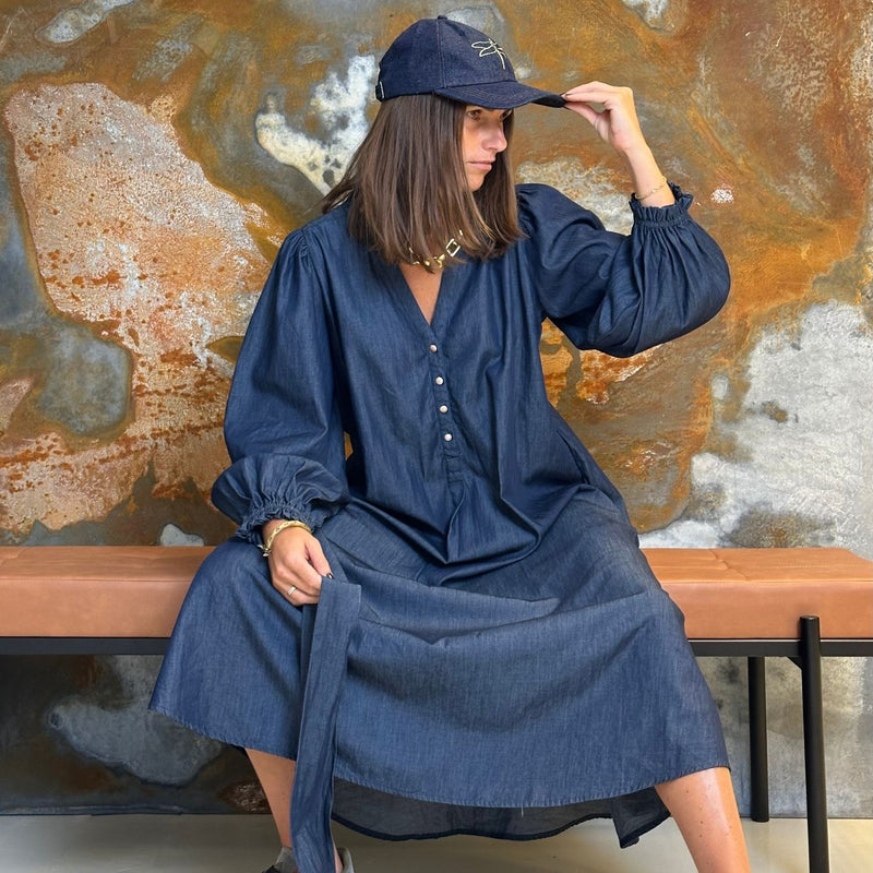 Gaspar Tunø LS Denim Dress Blue