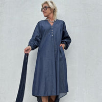 Gaspar Tunø LS Denim Dress Blue