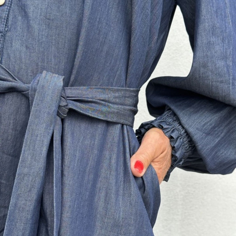 Gaspar Tunø LS Denim Dress Blue