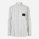Haute L'Amitié Crystal Heart Stripe Shirt White