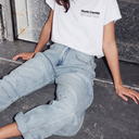 Haute L'Amitié Drew Barrel Panel Jeans Bleached Denim