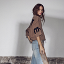 Haute L'Amitié Maxi Split SS Logo Sweat Walnut