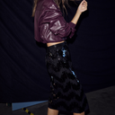 Haute L'Amitié Mirror Sequin Pencil Skirt Black