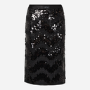 Haute L'Amitié Mirror Sequin Pencil Skirt Black