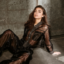 Haute L'Amitié Organza Crop Denim Shirt Black