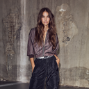 Haute L'Amitié Pin Stripe Zip Sweat Mocca