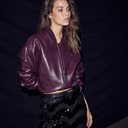 Haute L'Amitié Yasmin Leather Bomber Jacket Wine