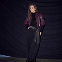 Haute L'Amitié Yasmin Leather Bomber Jacket Wine