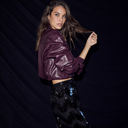 Haute L'Amitié Yasmin Leather Bomber Jacket Wine