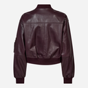 Haute L'Amitié Yasmin Leather Bomber Jacket Wine