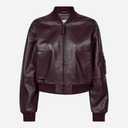 Haute L'Amitié Yasmin Leather Bomber Jacket Wine