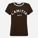 Haute L'Amitié Neckline Logo Tee Mocca