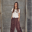 Haute L'Amitié Neckline Logo Tee Off White/Mocca - J BY J Fashion