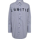 Haute L'Amitié Stripe Chest Logo Shirt White Blue Stripe