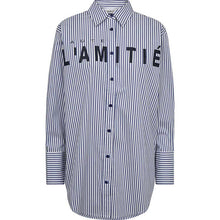 Haute L'Amitié Stripe Chest Logo Shirt White Blue Stripe
