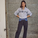 Haute L'Amitié Stripe Chest Logo Shirt White Blue Stripe