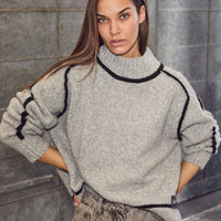 Haute L'Amitié Toby Hem Line Knit Light Grey Melange