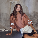 Haute L'Amitié Maxi Split Logo Sweat Camel