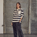 Haute L'Amitié Veronica Stripe Tee Sweat OffWhite Black