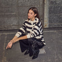Haute L'Amitié Veronica Stripe Tee Sweat OffWhite Black