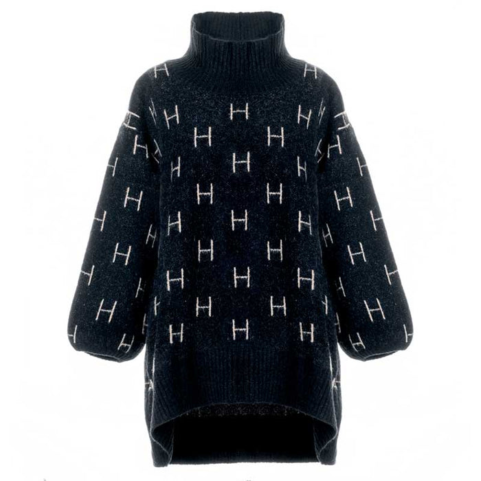 Hést Fam Sweater Long Knit Sort - J BY J Fashion