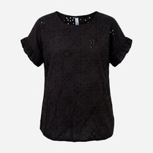 J By J Embroidery bluse i sort-1
