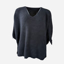 J By J 1681 V-Neck Oversize Alpaca Knit Black