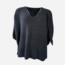 J By J 1681 V-Neck Oversize Alpaca Knit Black