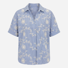 J By J 5300 Embroidery Small Striped Shirt Blue