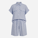 J By J Cotton Linen Striped Summer Set Blue