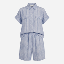 J By J Cotton Linen Striped Summer Set Blue