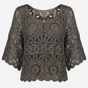 J By J Embroidery 3/4 Blouse Brown