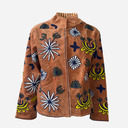 J By J Unique Embroidery Jacket Brown/Navy