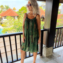 J By J Unique Tie Dye Short Strap Dress Green