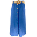 J BY J 20041 Long Linen Skirt Cobolt