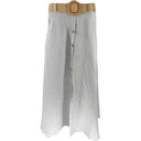 J BY J 20041 Long Linen Skirt Light Grey