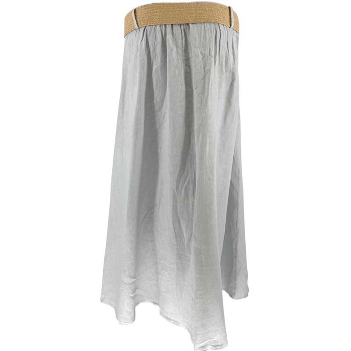 J BY J 20041 Long Linen Skirt Light Grey