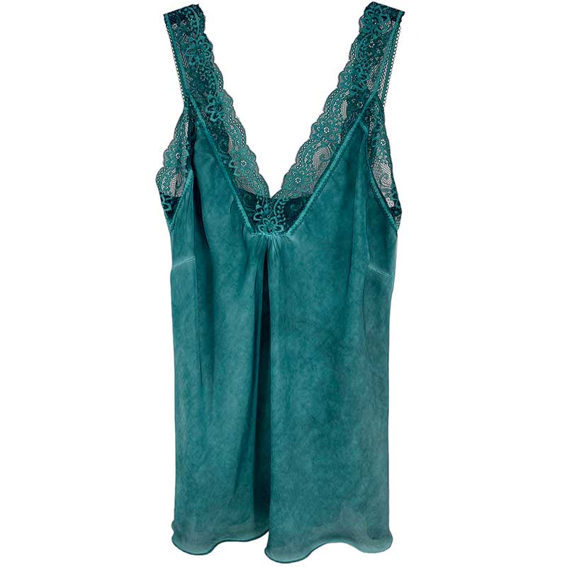 J BY J 21336 SATIN TOP MØRKEGRØN
